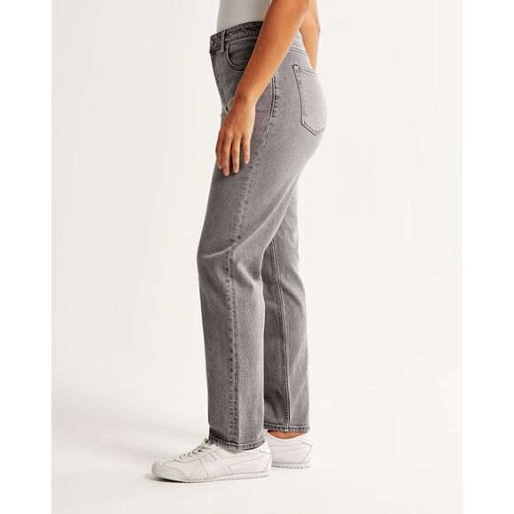 Abercrombie & Fitch Curve Love High Rise Mom Jean Gray Size 2/26 - Picture 7 of 8